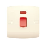 مفتاح كهرباء مفرد ثنائي القطب مع مؤشر ليد 45 امبير ألف كلاسيك الفنار مقاس 7×7 سم اللون بيج 