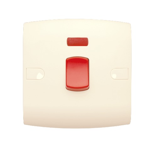 Electrical Light Switch 1 Gang Double Pole LED 45 Amp 7x7 cm Beige | Al Fanar