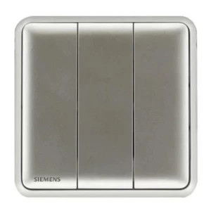 10A 3 Gang 2 Way Light Switch, 86x86mm, Dark Silver | Siemens (Delta Seata)