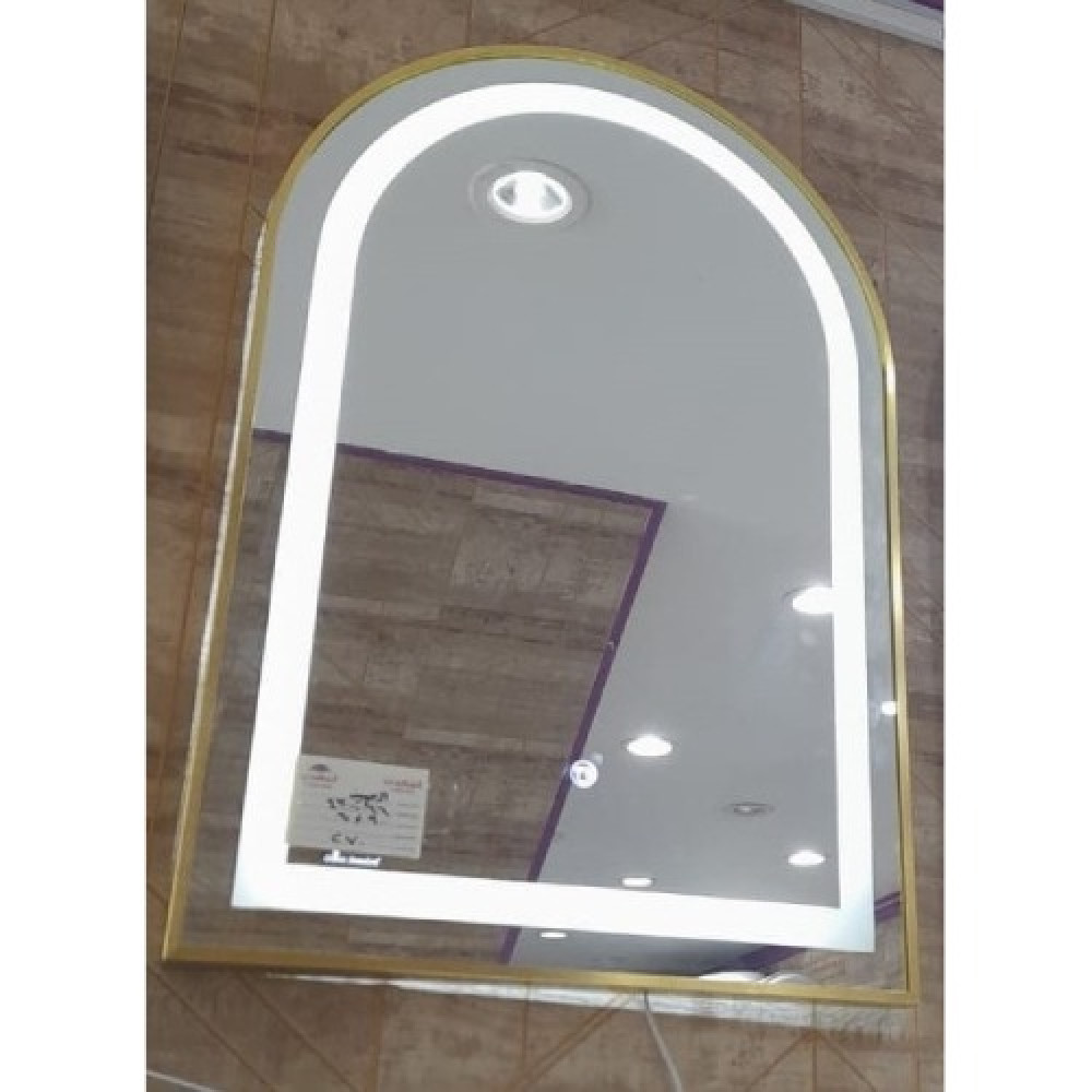 مراية ليد مستطيل 60×90 سم، سماكة 4 ملم، اطار الومنيوم ذهبي | المهيدب للأدوات الصحية والسيراميك