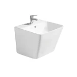 White Ceramic Wall Mounted Hand Washbasin Size 39x44x50.5 cm, Square Shape