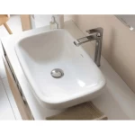 Square Ceramic Over Counter Wash Basin 38x60 cm, Brilliant White