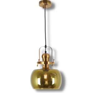 Golden Hanging Ceiling Light 1 Bulb, 70 cm Wire, 33x23 cm, Gold | Matkel Store
