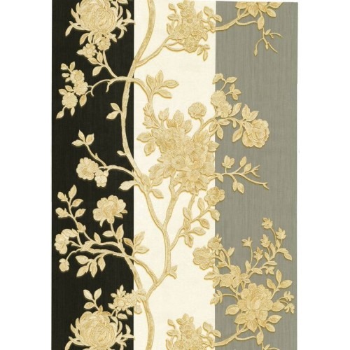 Floral Wall Cover 10m×0.70m Black with Beige, Model 12013 | Balbaid Decor Company