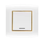 مفتاح كهرباء مفرد ثنائي القطب مع مؤشر ليد 20 امبير أمنية الفنار مقاس 7×7 سم اللون ابيض بحلقة ذهبى