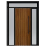 Aluminum door designed for outdoor use, rust-resistant, black with brown color, model 87