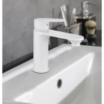 Short Washbasin Faucet, White Color