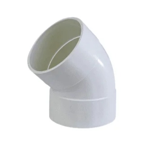 PVC Elbow 45° Size 160 mm, SCH 40, White Color | Al-Manar Pipes Factory