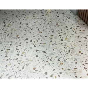 Indian White Matte Porcelain Flooring 0.9×60×60 cm, Terrazo Grand Model | Abyat Company