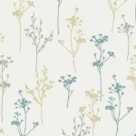 ورق حائط مزخرف، طول البكرة 15 متر مربع، لون بيج وأزرق