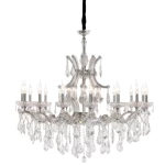 ثريا كريستال كلاسيكي، أبعاد 120 × 120 × 64 سم، لون فضي