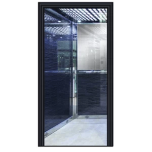 Elevator Cabin Galvanized Sheet & Copper Half Mirror Silver Corners Light Grey PVC Flooring | 