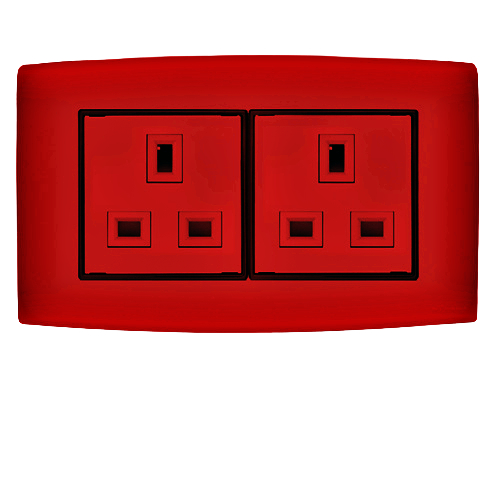 Electrical Switch Socket 2g 13 Amp 7x7 cm Red with Black Ring | Al Fanar