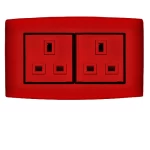 فيش كهرباء مزدوج 13 أمبير  الفنار موديل أمنية المقاس  7x7 اللون احمر بحلقة سوداء
