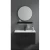 Ceramic Hand Washbasin Size 60 cm With Wooden Cabinet and With a circular mirror and a shelf Dark Gray Color  