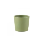 Round ceramic plant pot size 7 cm olive green color