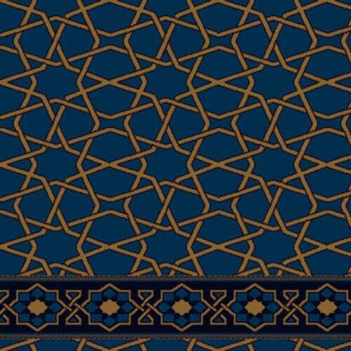 Heat Set Mosque Flooring Dark Blue, Pile Height 12 mm, Islamic Design, Model Al-Isra | 