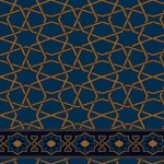 أرضيات المسجد من هت ست أزرق غامق، ارتفاع خيط 12 ملم، تصميم إسلامي، موديل الاسراء