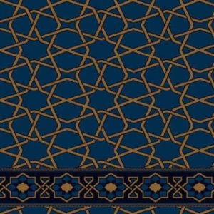 Heat Set Mosque Flooring Dark Blue, Pile Height 12 mm, Islamic Design, Model Al-Isra | 