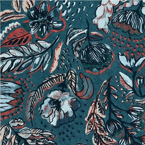 German Floral Wallpaper 10m x 0.53m Blue Paper Model | Abyat Company