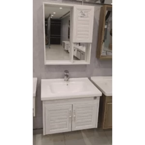 Marble Surface Ceramic Wash Basin 60 cm, White with Wooden Cabinet Pharmacy | Al Muhaidib Sanitary and Ceramic