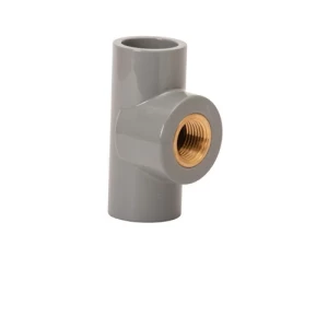 TEE 90° (SLIP X FPT) with Brass Insert Schedule 80 ½x½ inch Pale Gray | Arabian Plastic Manufacturing CO.(APLACO)