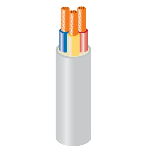 كيبل ثلاث خطوط 6 مم نحاس مجدول 300/500 فولت PVC 70°C غلاف رمادي، طول 100 متر | السعودية للكابلات