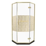 Shower Cabin Corner Gold with Acrylic Shower Tray, Width 90 cm, Length 90 cm, Height 205 cm | Aldossary Company