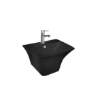 Black Ceramic Wall Mounted Bathroom Washbasin, Size 36x44x53 cm, Square Shape