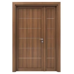 Premium Wooden Door and a Half with Modern Design, Brown, Size 160 × 235 cm, Model MO1