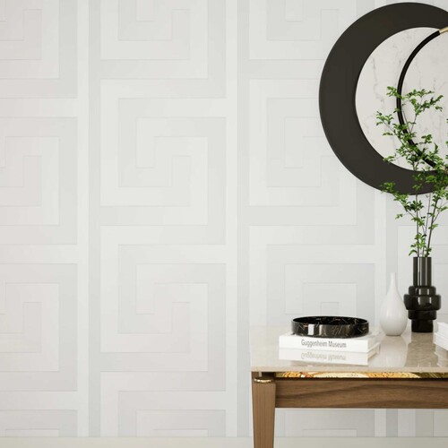 Geometric Design Wallpaper Size 10 mx50 cm Silver Color | 