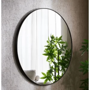 Circle Wall Mirrors Size 120x120x4 cm, Black Color | Abyat Company