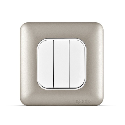 10 Amp Light Switch 3 Gang, Titanium Color, 7x7cm, 250V | Spectra