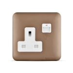 فيش مفرد 13 أمبير مع مدخل يو اس بي 2.1 امبير، لون نحاسي، 7×7 سم | سبكترا
