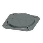 غطاء منهول  حديد زهر 800 مم، دائري الشكل اطار مربع حموله 40 طن  لون رمادي | مصنع سعودي كاست