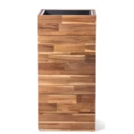 فازة زراعة خشبية مقاس 43×43×90 سم مستطيلة الشكل لون خشبي