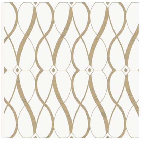 Geometric Wallpaper Gold with White, 10 m x 0.53 m, Maison Model | Abyat Company