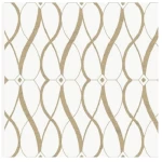 ورق جدراي هندسي لون ذهبي مع ابيض، طول 10 م، عرض 0.53 م، موديل ميزون