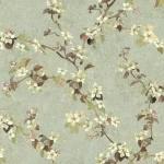 American Wallpaper Green Color Floral Design, Size 10mx0.53m, Model TB4217