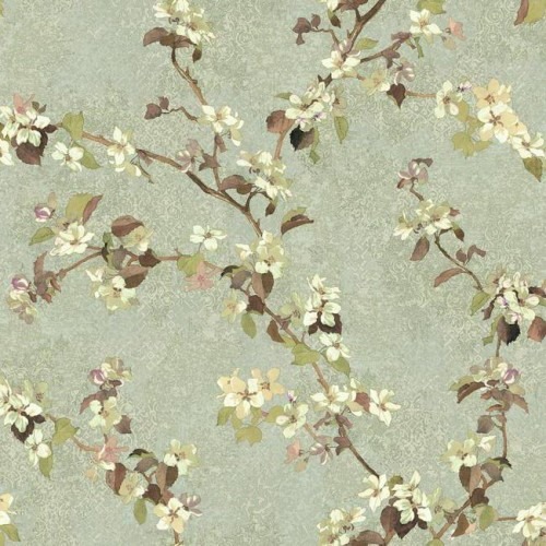 American Wallpaper Floral Design Green Color, Size 10mx0.53m, Model TB4217 | Balbaid Decor Company