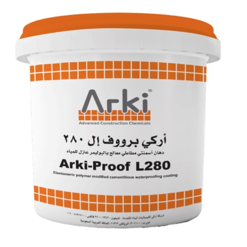 Arki-Proof L280 Cementitious Waterproofing Coating, Grey, 25 Liter Pail | Arki for Advanced Construction Chemicals Co. Ltd.