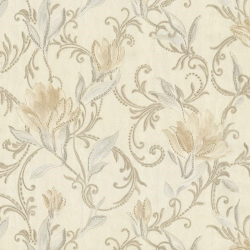Floral Wallpaper 10m×1.06m Beige Color, Model 83074 | Balbaid Decor Company