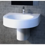 Hanging Single Basin Washbasin Half Base Length 46.5 cm, White Color | Saudi Ceramics Factory