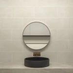 LED Bathroom Mirror, circular Shape with Gray Aluminum Frame, Size 60x 60cm, Thickness 4 mm 