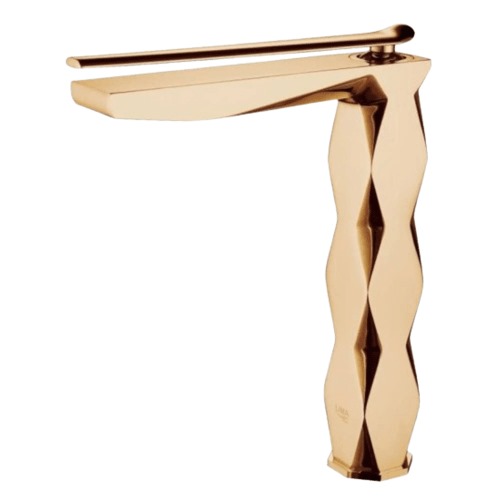 High Ribbed Washbasin Mixer Rose Gold Color | Albayt Alaniq Sanitary Tools