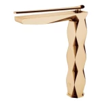 High Ribbed Washbasin Mixer, Rose gold Color