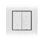 فيش كهرباء مزدوج بفتحتين 16 امبير  الفنار موديل أمنية مقاس  7x7 لون أبيض بحلقة سوداء