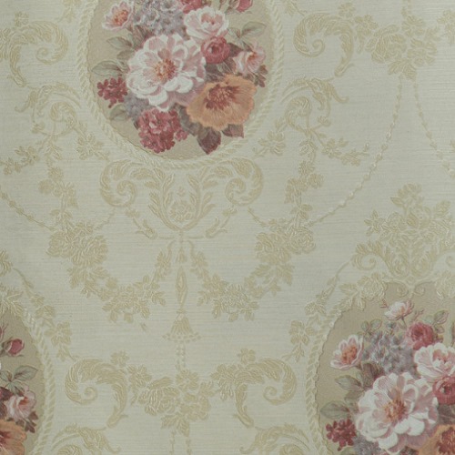 Floral Wallpaper Vinyl Wrap 15.6m x 106cm Beige with Red and White | Luxury line