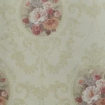 Floral wallpaper, vinyl wrap, length 15.6 m, width 106 cm, beige color with red and white