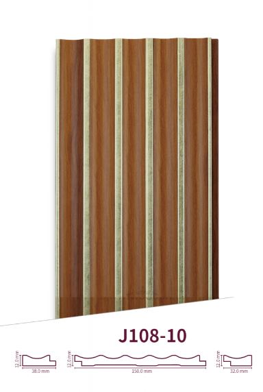 Korean Internal Wood Substitute for Walls Size 209×13 cm, Brown with Golden Stripes | Luxury line